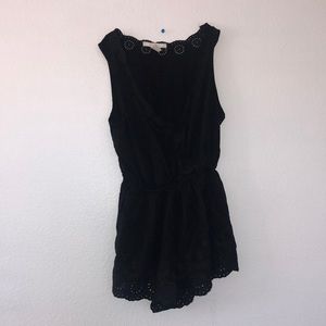 Forever 21 Embroidered Edges Black Romper
